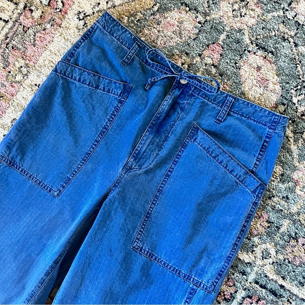 Madewell Indigo Ripstop Drawstring Cargo Pants Blue Sz 26 - Picture 7 of 10